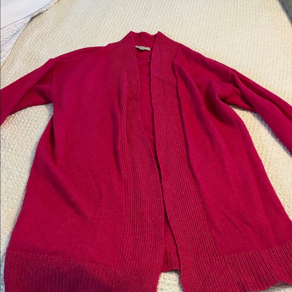 LOFT Fuchsia Open-Front Cardigan